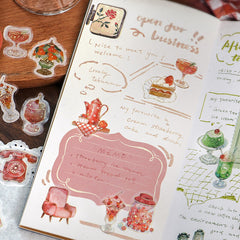 Cute Kawaii BGM Flake Stickers Sack - Red Cherries Strawberry Goodies and Sweets - for Journal Agenda Planner Scrapbooking Craft Schedule