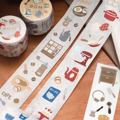 Cute Kawaii BGM Washi / Masking Deco Tape - Bakery Baking Cooking Muffin Kitchen Pot Mixer - for Scrapbooking Journal Planner Craft