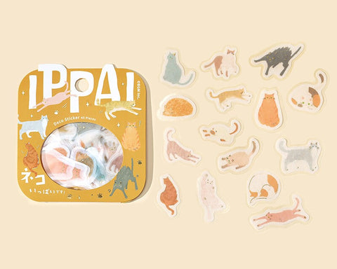 Cute Kawaii BGM Flake Stickers Sack - Cat Feline Kitty Kitten Pet - for Journal Agenda Planner Scrapbooking Craft