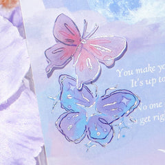 Cute Kawaii BGM Pastel Color Series Flake Stickers Sack - Purple Butterfly Flower - for Journal Agenda Planner Scrapbooking Craft Schedule