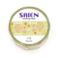 Cute Kawaii Saien Washi / Masking Deco Tape - Squirrel Forest Nature Animal Autumn - for Scrapbooking Journal Planner Craft Diary Gift