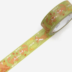 Cute Kawaii Saien Washi / Masking Deco Tape - Squirrel Forest Nature Animal Autumn - for Scrapbooking Journal Planner Craft Diary Gift