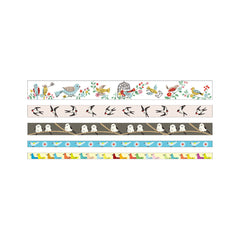 Cute Kawaii Shinzi Katoh Washi / Masking Deco Tape Set - Bird Nature Spring Flower - for Scrapbooking Journal Planner Organizer Schedule Craft