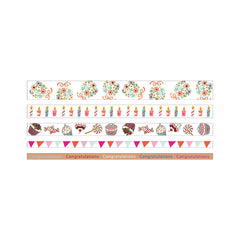 Cute Kawaii Shinzi Katoh Washi / Masking Deco Tape Set - Party Celebration Cake Congratulation - for Scrapbooking Journal Planner Organizer Schedule Craft