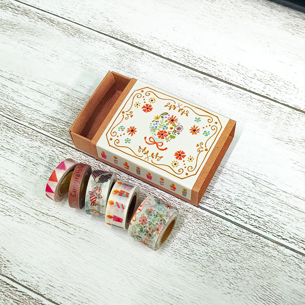 Cute Kawaii Shinzi Katoh Washi / Masking Deco Tape Set - Party Celebration Cake Congratulation - for Scrapbooking Journal Planner Organizer Schedule Craft