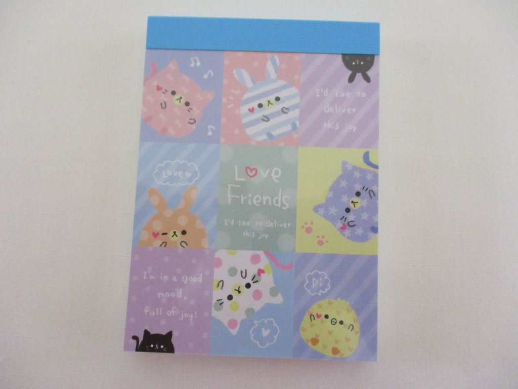 Vintage Rare Collectible - Cute Kawaii Kamio Love Friends Animal Cat Rabbit Chicks ʕ。- ˕ -。ʔ Mini Notepad / Memo Pad - Stationery Penpal Journal Diary Design Writing Gift