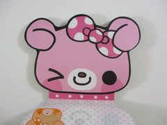 Cute Kawaii VHTF Kamio Q-lia Bear Animal Diecut 4 x 6 Inch Notepad / Memo Pad - Stationery Designer Paper Collection