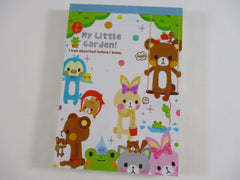 Cute Kawaii VHTF Vintage Collectible Q-lia Bear friends My Little Garden 4 x 6 Inch Notepad / Memo Pad - Stationery Designer Paper Collection