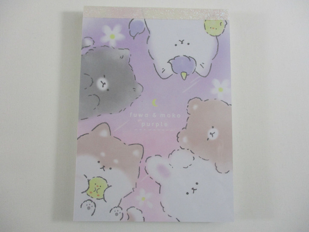 Cute Kawaii Q-Lia Animals Fuwa Moko Purple 4 x 6 Inch Notepad / Memo Pad - Stationery Designer Paper Collection
