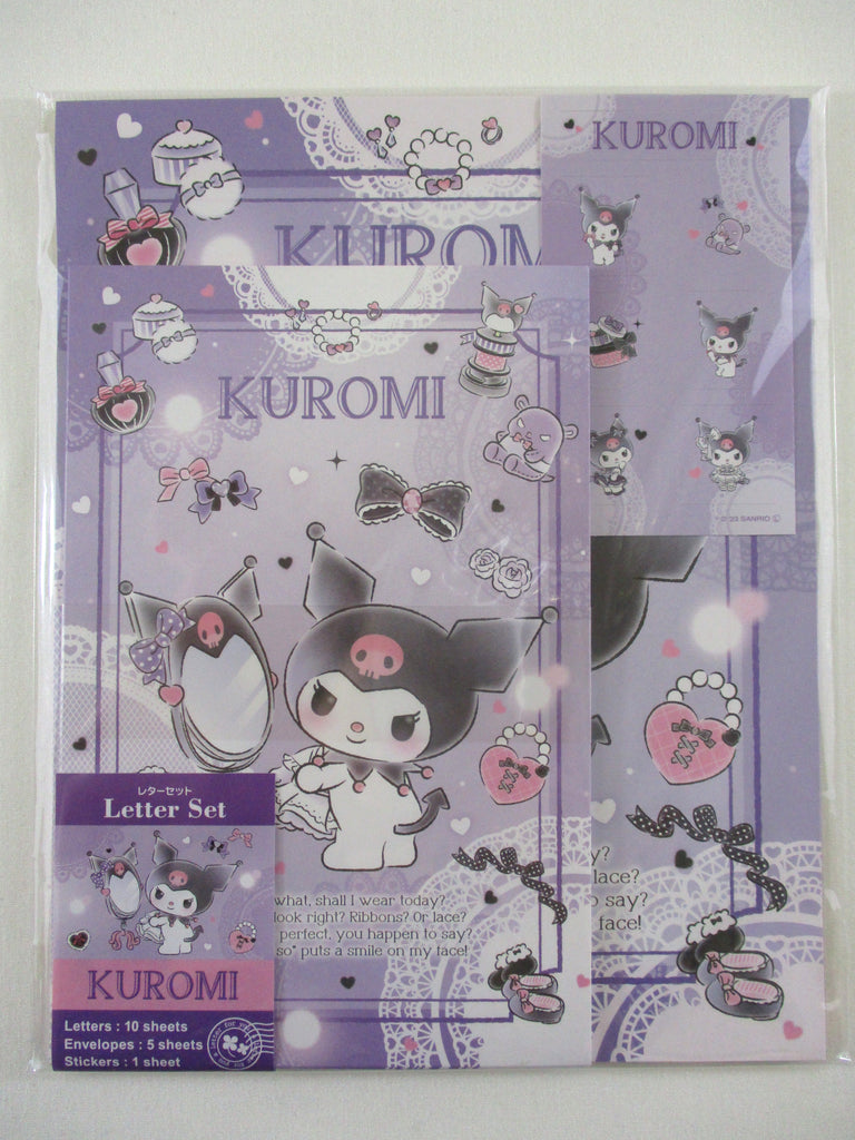 Cute Kawaii ‧₊ ᵎᵎ 🍒 ⋅ ˚✮ Sanrio ❤︎ Kuromi Letter Set Pack - Stationery Writing Paper Envelope Penpal Gift preowned