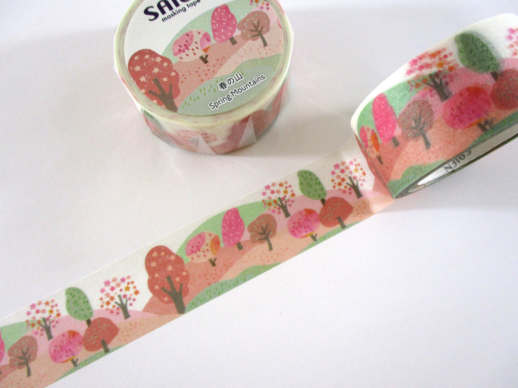 Cute Kawaii Saien Washi / Masking Deco Tape - Beautiful Spring Bloom Cherry Blossom Sakura Pink Garden - for Diary Journal Planner Craft Calendar Scrapbook Gift