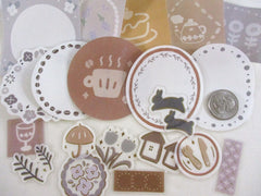 Bunny and Coffee theme Write on message Label and Deco Flake Stickers - 20 pcs - cute kawaii Gift