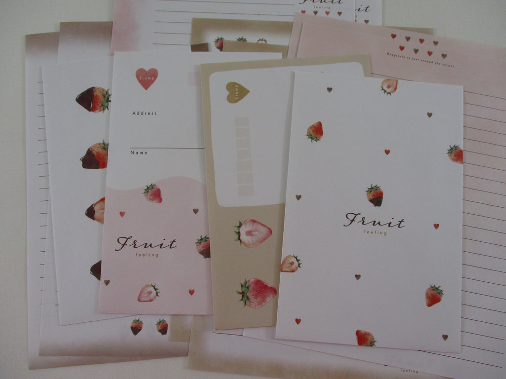 Cute Kawaaii Crux Strawberry Chocolate Love Valentine Fresh Fruit Feeling Letter Sets - Stationery Writing Paper Envelope Penpal Gift