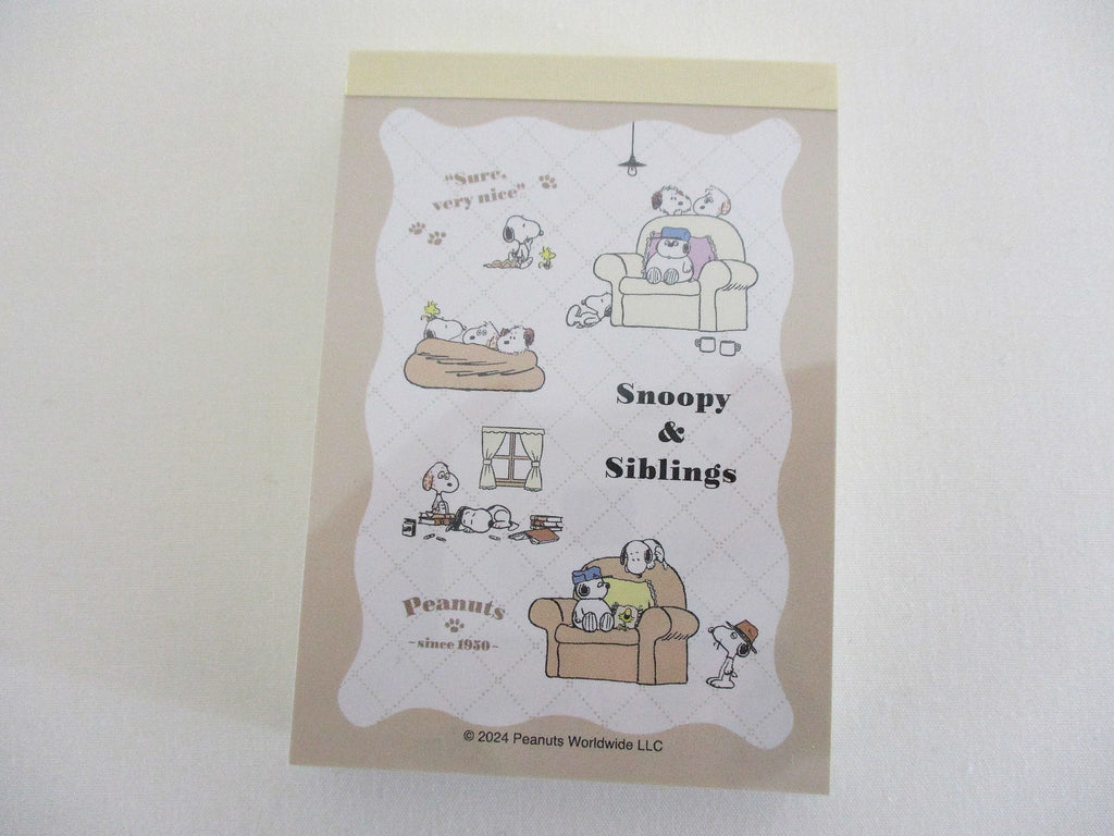 Cute Kawaii Peanuts Snoopy Siblings B Mini Notepad / Memo Pad Sun Star - Stationery Journal Diary Gift