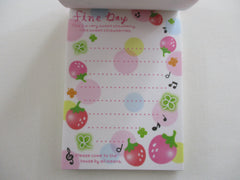 Cute Kawaii Q-Lia Fine Day Strawberry Midi Mini Notepad / Memo Pad - Stationery Designer Paper Diary Journal Penpal Gift