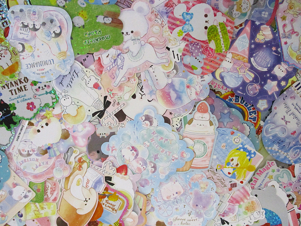 Grab bag Large Flake Stickers - 10 pcs - Cute Kawaii Gift for Journal Diary Notebook Phone Laptop School Reward Student Birthday Surprise Decor