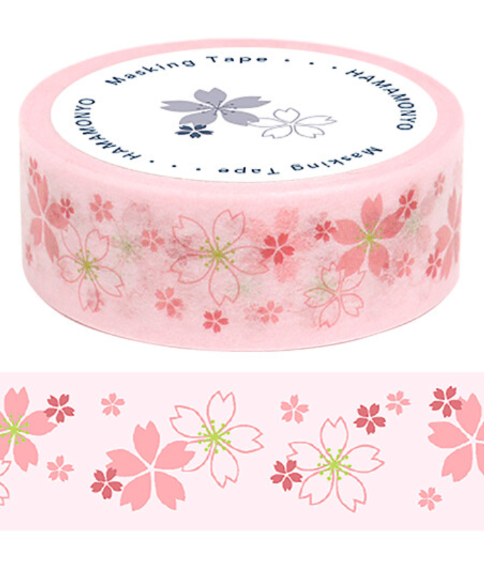 Cute Kawaii Hamamonyo Washi / Masking Deco Tape ♥ Cherry Blossom Flower Bloom Sakura for Scrapbooking Journal Planner Craft