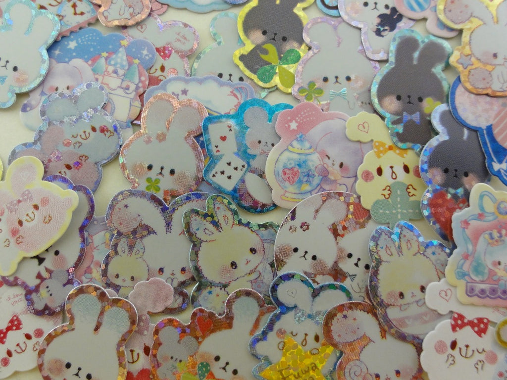 Cute Kawaii Rabbit Bunny Flake Stickers - 40 pcs - for Journal Decorate Planner Scrapboooking Agenda