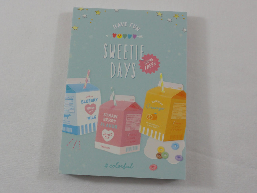 Cute Kawaii Q-Lia Healthy Fruity Sweet Milk Days MIDI 3.5 x 5 in Notepad / Memo Pad - A - Stationery Designer Paper Collection