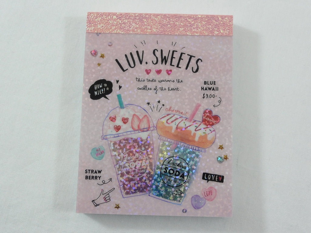 Cute Kawaii Q-lia Sweet Strawberry Pink Soda Drink Donut Mini Notepad / Memo Pad - Stationery Designer Writing Paper Collection