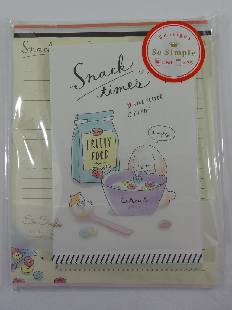 Cute Kawaii Crux Puppy Snack Time Letter Set Pack - Stationery Writing Paper Penpal