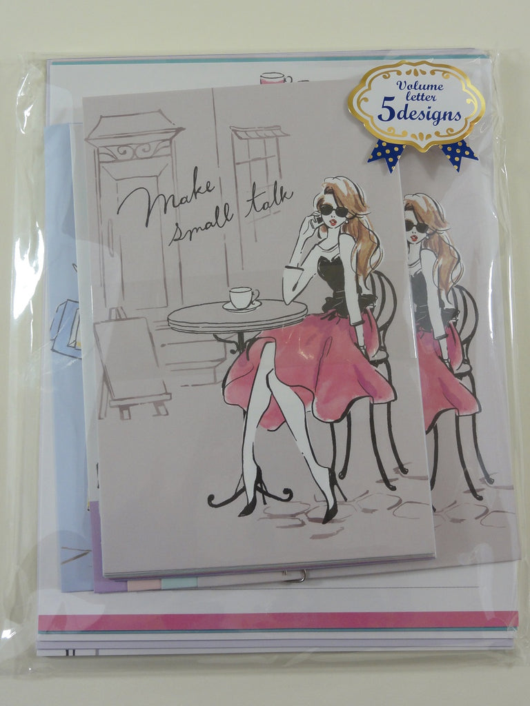 Cute Kawaii Mind Wave Small Talk Girl Letter Set Pack - Stationery Writing Paper Envelope Pen Pal