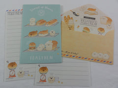 Cute Kawaii Kamio Bread and Dog Puppy Mini Letter Sets - B - Small Writing Gift Secret Note Envelope Set Stationery
