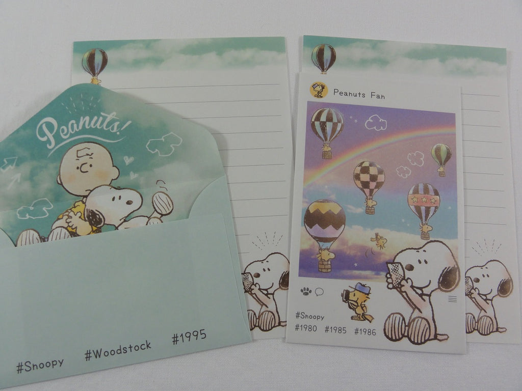 Cute Kawaii Kamio Peanuts Snoopy Mini Letter Sets - G - Small Writing Gift Secret Note Envelope Set Stationery