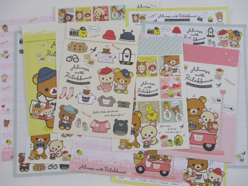 Cute Kawaii San-X Rilakkuma Always with Rilakkuma Bear Letter Sets - Stationery Writing Paper Envelope Gift