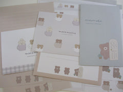Cute Kawaii Q-Lia Moco Mocha Bear Letter Sets - B - Stationery Writing Paper Envelope Penpal