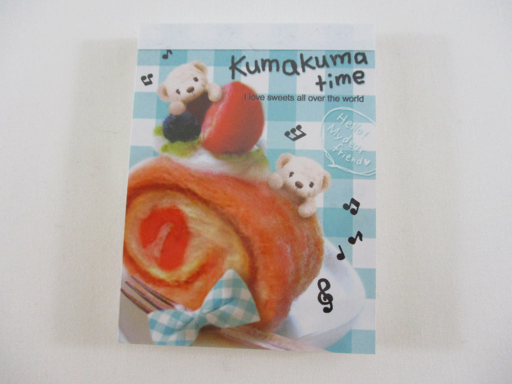 Cute Kawaii Q-Lia Bear Kuma Kuma Time Mini Notepad / Memo Pad - B - Stationery Designer Paper Collection