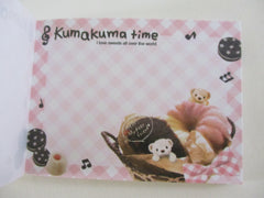 Cute Kawaii Q-Lia Bear Kuma Kuma Time Mini Notepad / Memo Pad - B - Stationery Designer Paper Collection