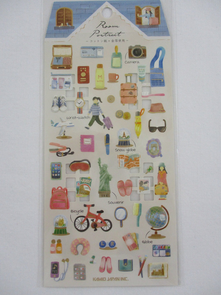 Cute Kawaii Kamio Room Portrait Series Sticker Sheet - Trip Travel Vacation - for Journal Planner Craft Agenda Organizer Scrapbook