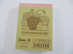 Cute Kawaii San-X Sumikko Gurashi Strawberry Fair Mini Notepad / Memo Pad - A - 2020