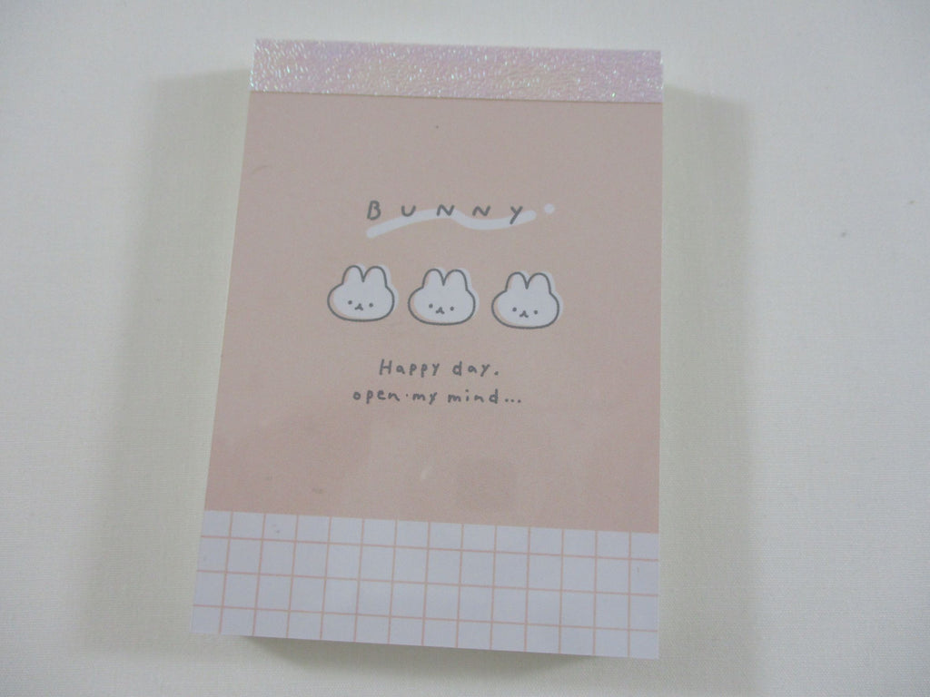 Cute Kawaii Q-Lia Happy Day Series - Bunny Rabbit Mini Notepad / Memo Pad - Stationery Designer Paper Collection