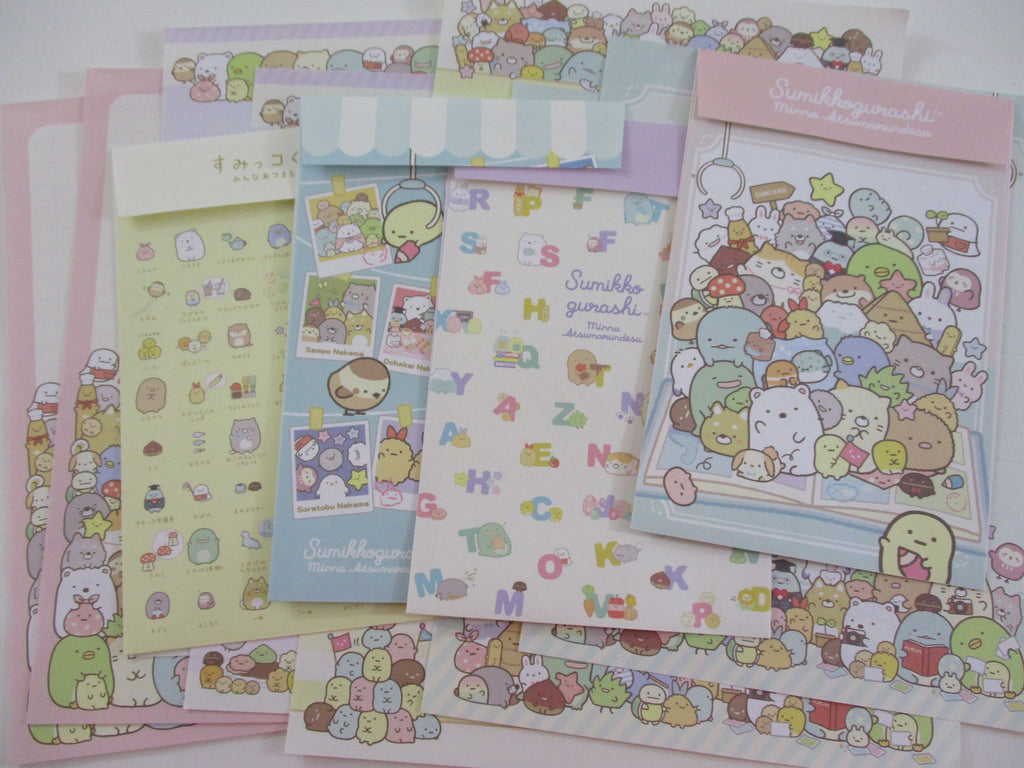 Cute Kawaii San-X Sumikko Gurashi Friends Collage Retro Letter Sets - A Writing Paper Envelope Stationery Penpal