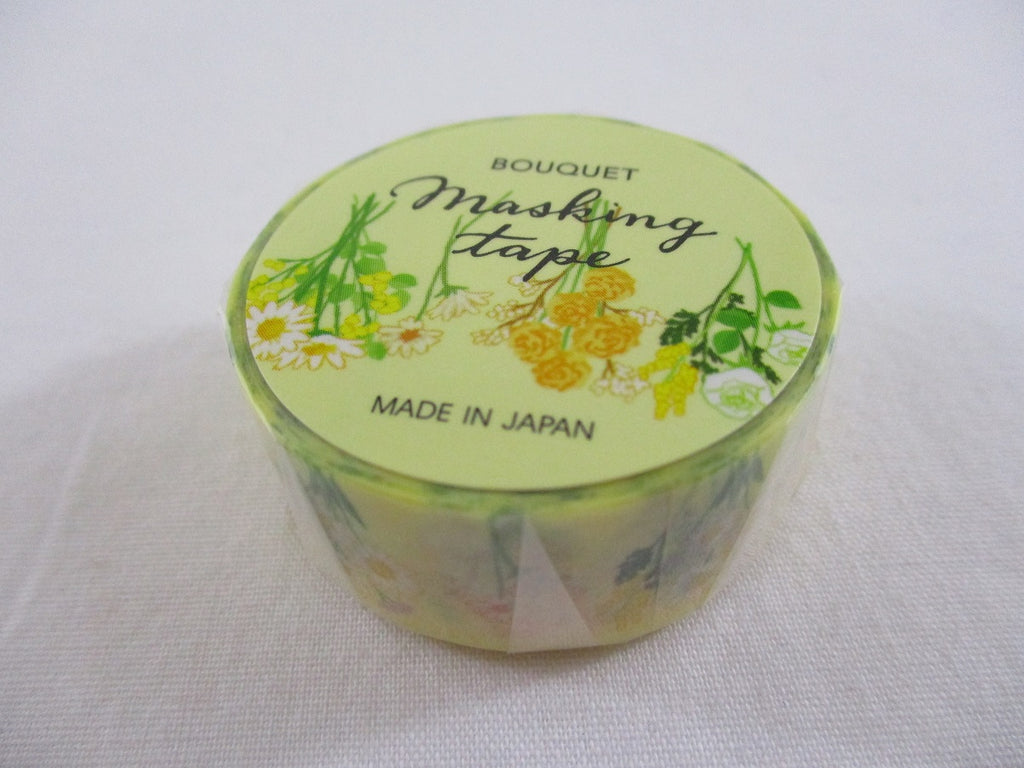 Cute Kawaii MW Flowers Bouquet Washi / Masking Deco Tape - F - Yellow - for Scrapbooking Journal Planner Craft Nature Wedding Beautiful
