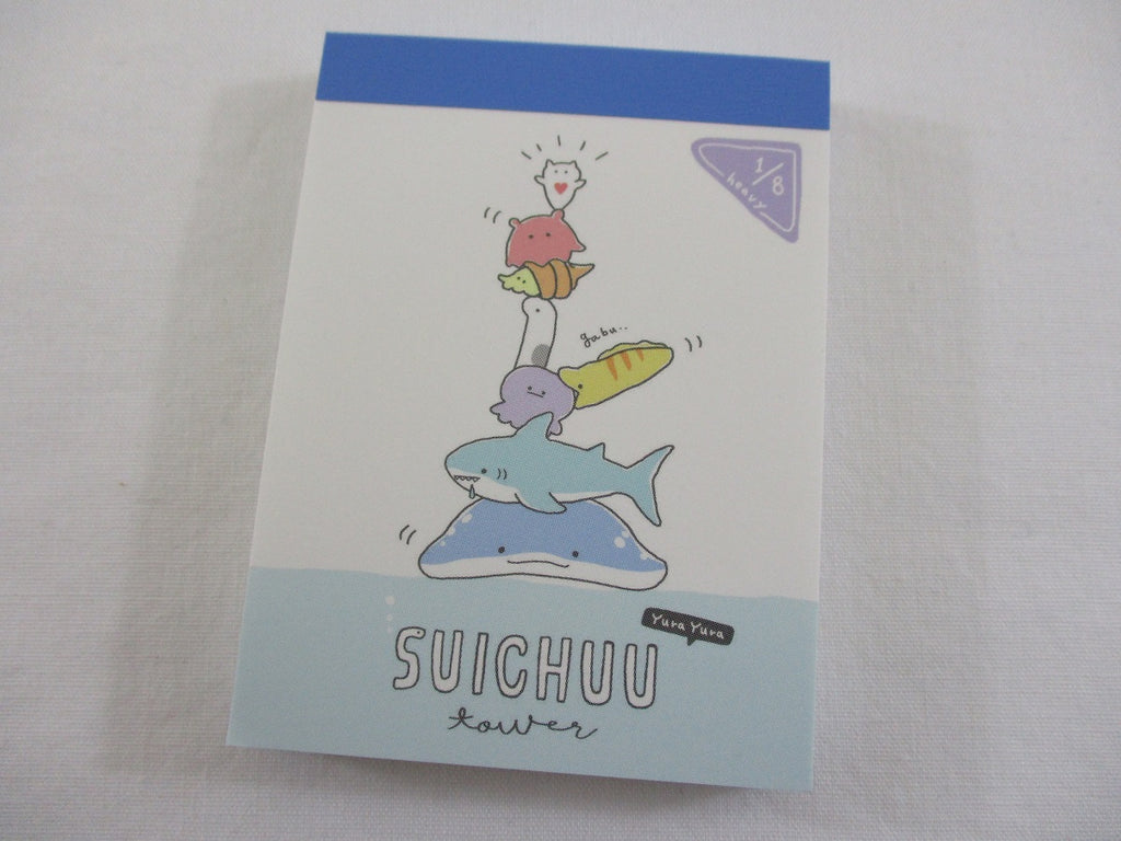 Cute Kawaii Q-Lia Shark and Whale Mini Notepad / Memo Pad - Stationery Designer Paper Collection