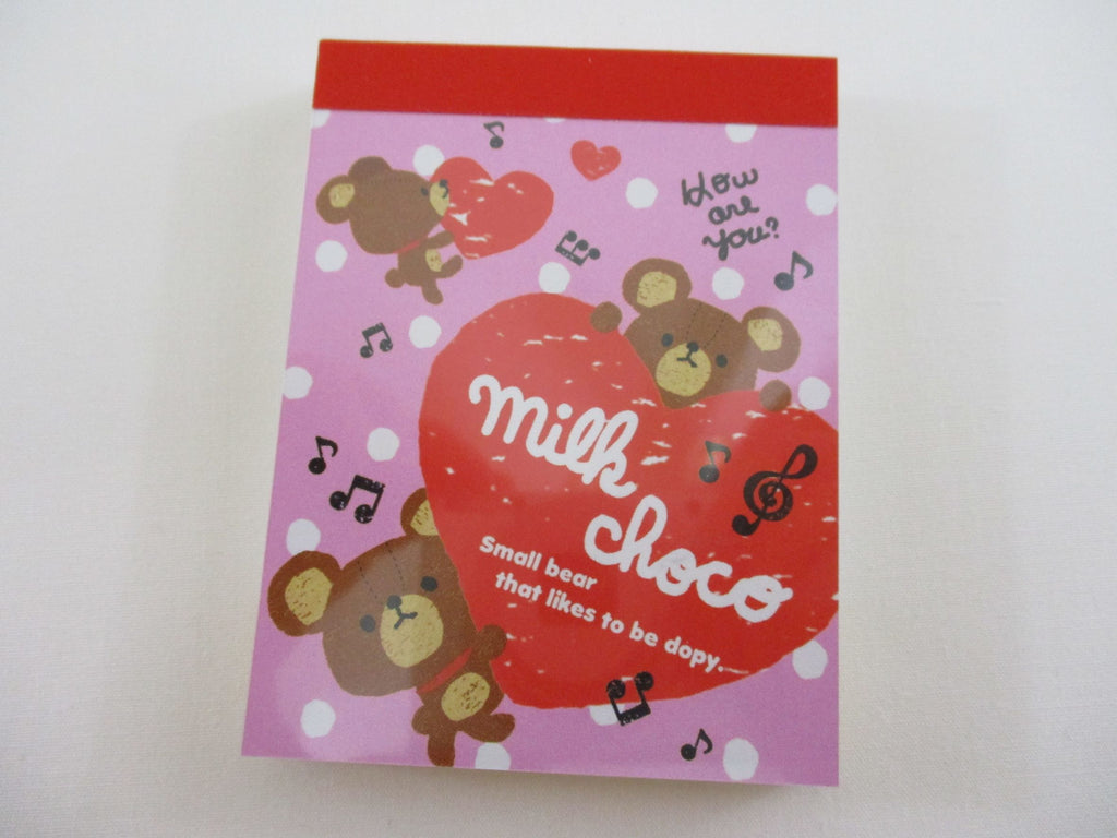 Cute Kawaii Q-Lia Bear Milk Choco Mini Notepad / Memo Pad - Stationery Designer Paper Collection