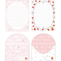 Cute Kawaii San-X Rilakkuma Strawberry Letter Set Pack - Stationery Writing Paper Envelope