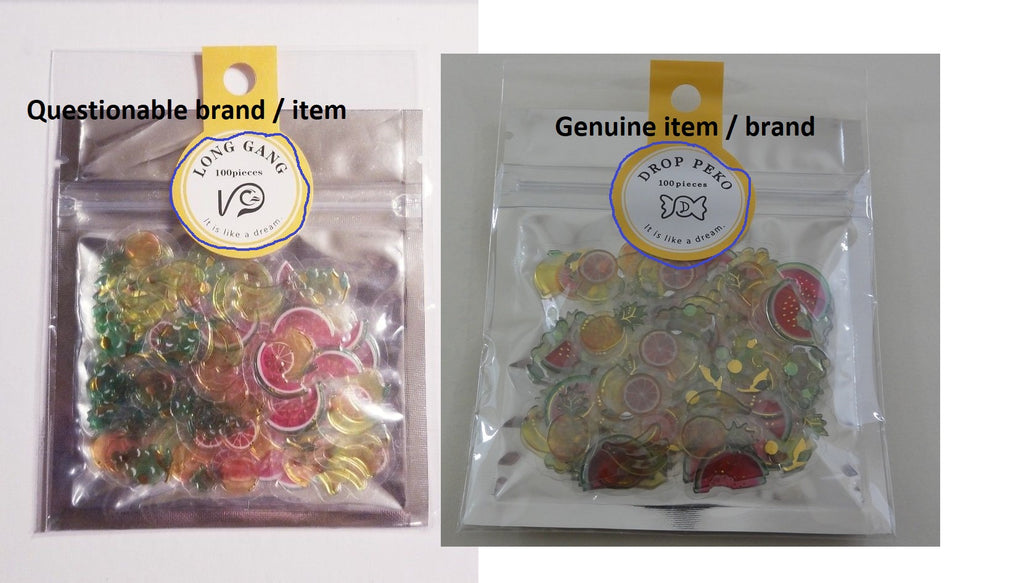 Comparing Genuine Sack Flake Stickers vs Questionable product Kawaii cute San-X Crux Mind Wave