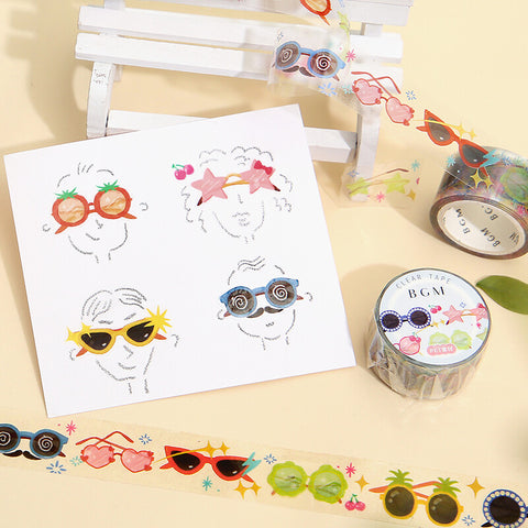 Cute Kawaii BGM Deco Tape - Sunglasses Fun Shades - for Scrapbooking Journal Planner Craft Decor Schedule Agenda Stationary