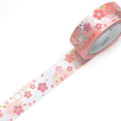 Cute Kawaii Saien Washi / Masking Deco Tape - Cherry Blossom Pastel Soft Pink Flower Bloom Sakura Petal Spring Garden - for Journal Planner Craft Diary Planner Scrapbook Notebook Art Stationery Gift