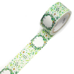 Cute Kawaii Saien Washi / Masking Deco Tape - Style Wreath Green Home Decor - for Scrapbooking Journal Planner Craft Gift