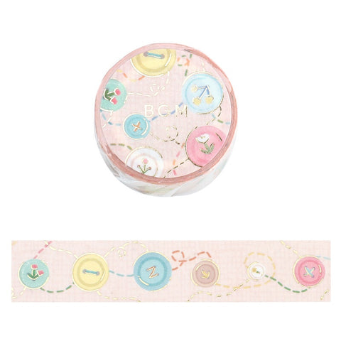 Cute Kawaii BGM Washi / Masking Deco Tape - Colorful Button Decor Bullet Note - for Scrapbooking Journal Planner Craft