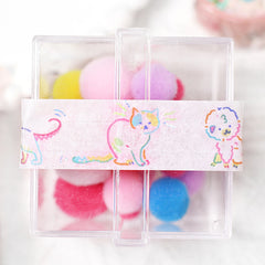 Cute Kawaii BGM Washi / Masking Deco Tape - Whimsical Colorful Animal Drawing Illustration Cat Dog Rabbit Pet - for Scrapbooking Journal Planner Craft