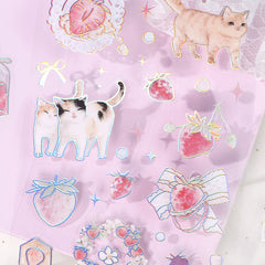 Cute Kawaii BGM Iridescent Set of 3 Sticker Sheets - Cat Feline Kitty - for Journal Planner Craft Organizer Calendar