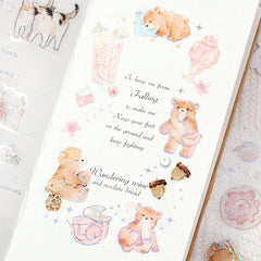 Cute Kawaii BGM Iridescent Set of 3 Sticker Sheets - Bear - for Journal Planner Craft Organizer Calendar