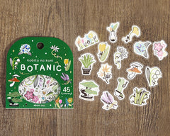 Cute Kawaii BGM Land of Fairy Series Flake Stickers Sack - Botanic Flower Plants Green - for Journal Agenda Planner Scrapbooking Craft Schedule Stationary