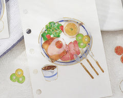 Cute Kawaii BGM Food Fresh Serving Series Flake Stickers Sack - Breakfast Lunch Vegetable Salad Soup Drink - for Journal Agenda Planner Scrapbooking Craft